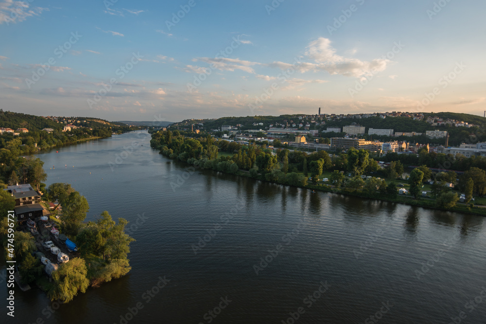 Prague, Czech Republic, June 2019 - beautiful summer day by the Vltava River