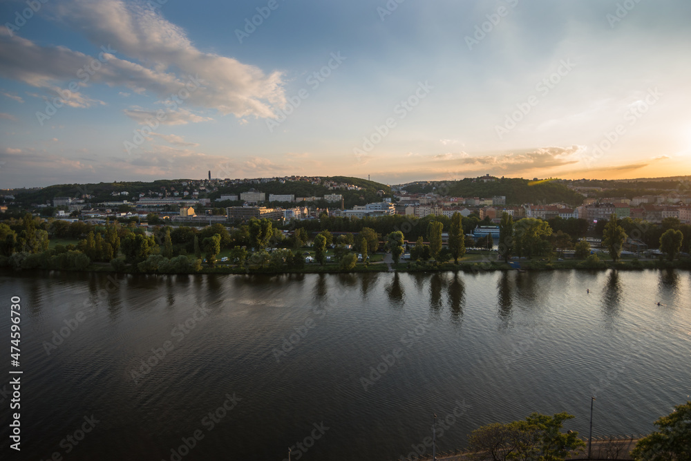 View of a beautiful sunset at Vysehrad - Prague, Czech Republic