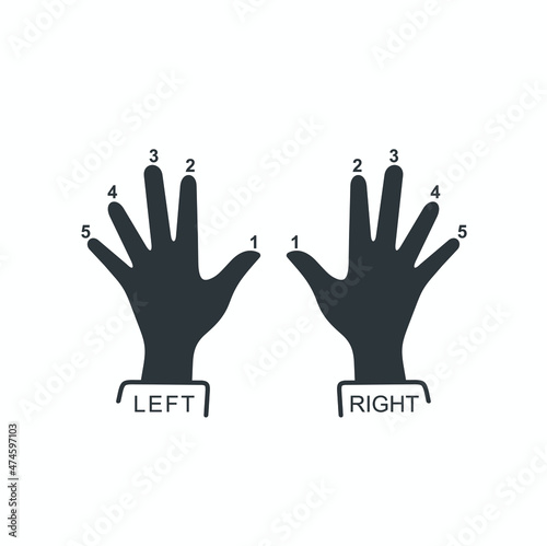 illustration of Teaching Piano Finger Numbers, vector art.
