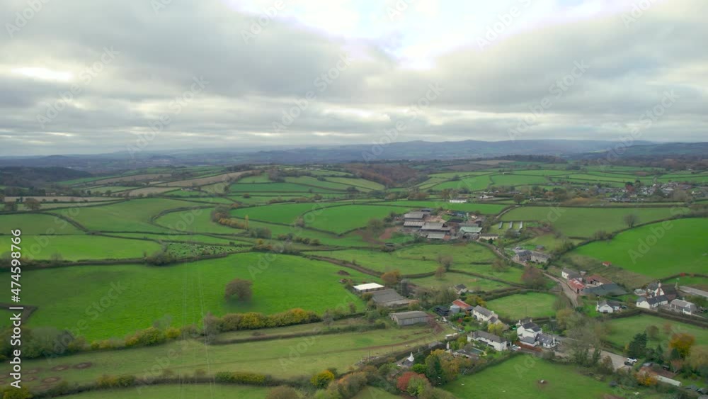 Devon Fields and Farmlands from a drone, Kingswear, Brixham, Devon, England, UK