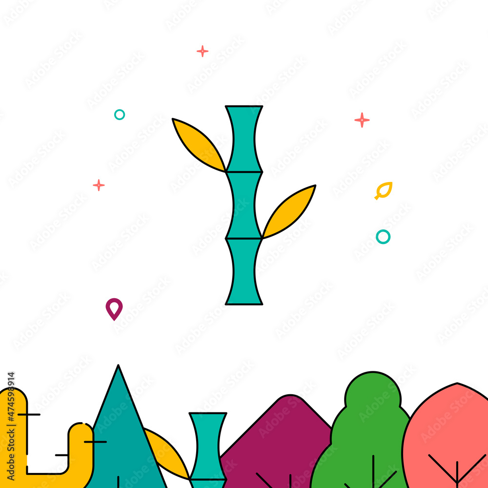 Bamboo tree tree filled line vector icon, simple illustration, forest, garden related bottom border. Bamboo tree tree filled line vector icon, simple illustration, forest, garden related bottom border.