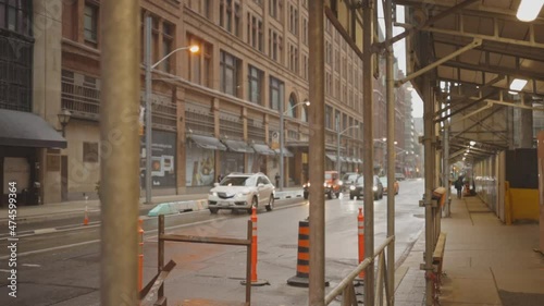 Cars Driving By The Streets Of Toronto In Canada - medium shot photo