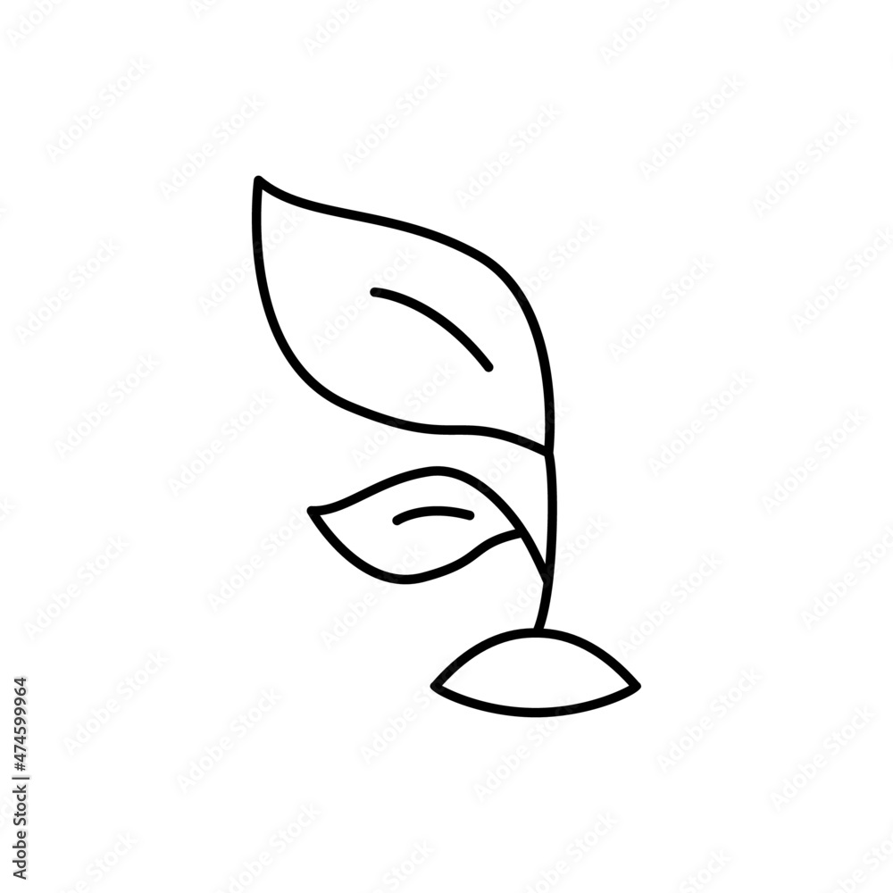 Organic Farming Icon in flat black line style, isolated on white background Organic Farming Icon in flat black line style, isolated on white background