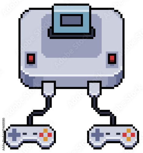 Pixel art old video game console vector icon for 8bit game on white background