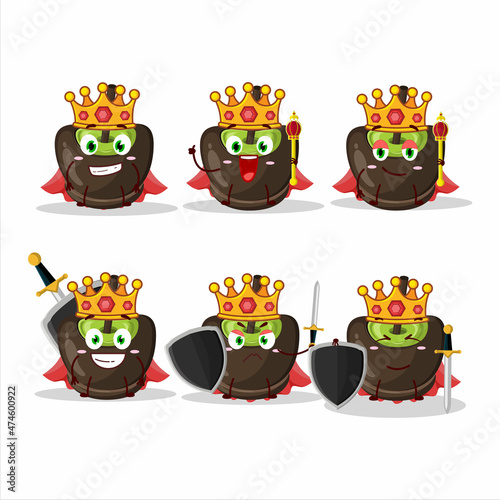 A Charismatic King chocolate sugar candy cartoon character wearing a gold crown