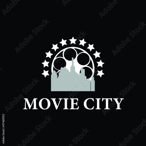 Silhouette city movie logo design inspiration