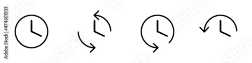 Conjunto de icono de cuenta regresiva. Concepto de tiempo restante. Ilustración vectorial, estilo reloj