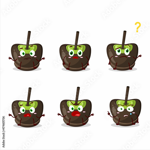 Cartoon character of chocolate sugar candy with what expression