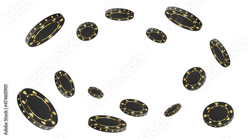 Gambling game, casino 3d golden chips. VIP poker chips