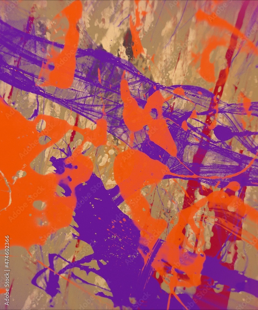 Fototapeta premium Colorful paint splashes. Abstract colorful ink pattern. Texture backdrop for various projects.