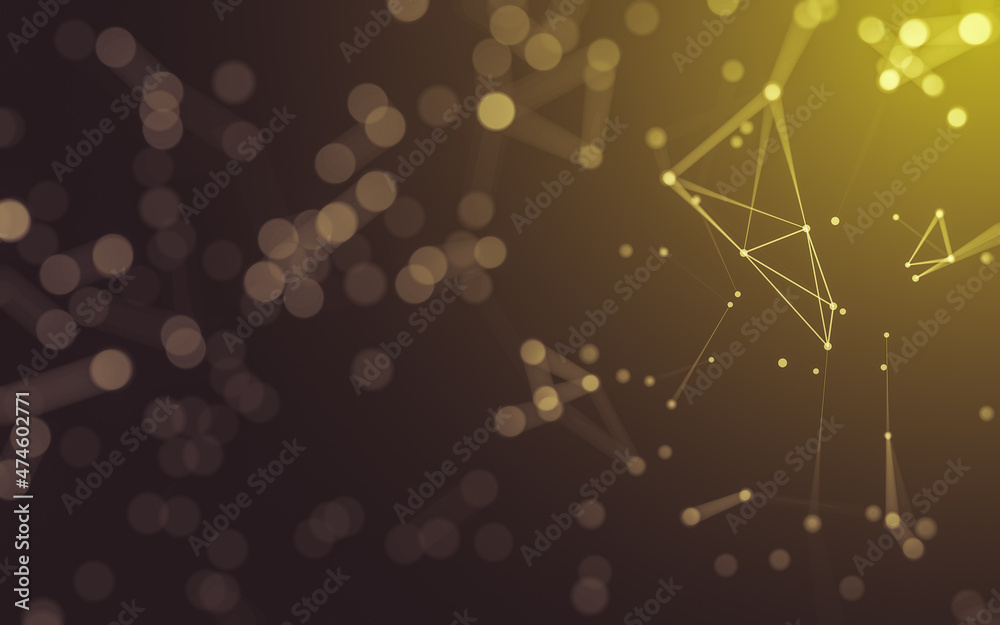 Fototapeta premium Abstract background. Molecules technology with polygonal shapes, connecting dots and lines. Connection structure. Big data visualization.