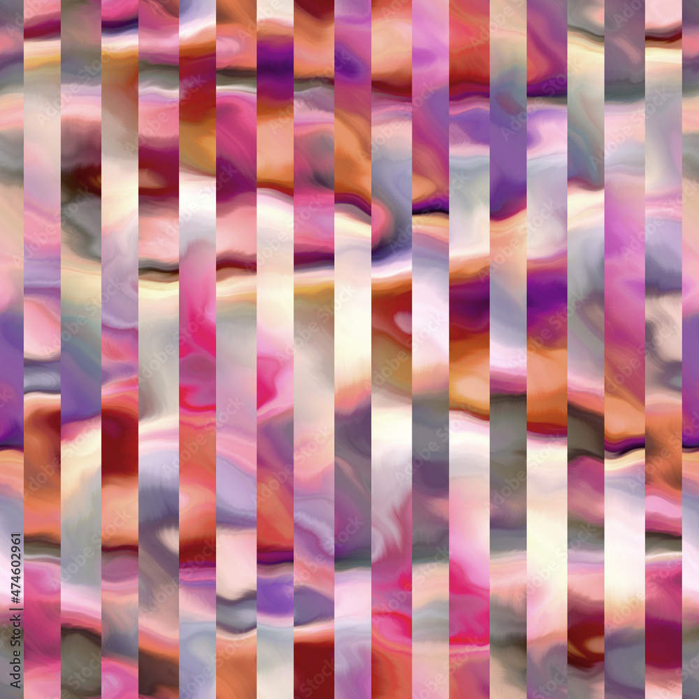 Fototapeta Zabawny letni ombre tie paint batik w cienkie paski wzór. Jednolity liniowy efekt spadu barwionego w przestrzeni. Sprany strój plażowy i aktywny w stylu boho na całej pionowej linii.