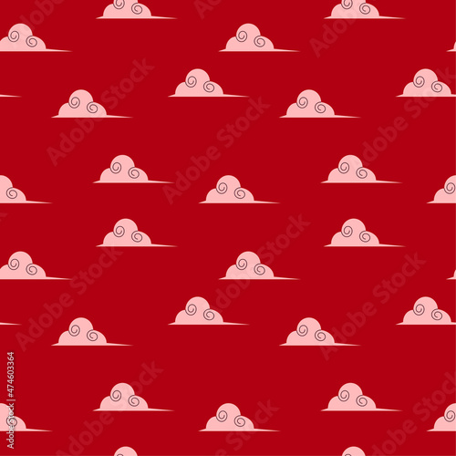 Clouds illustration on red background.