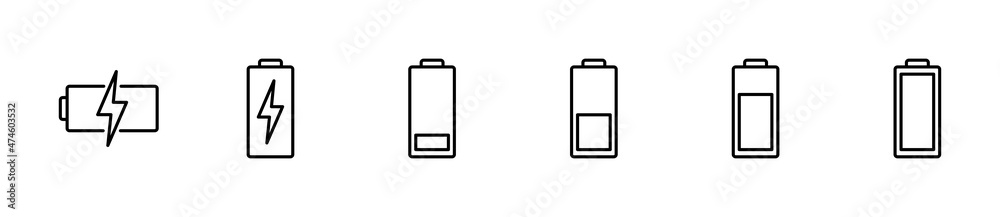 Battery icons set. battery Charging sign. battery charge level - obrazy, fototapety, plakaty 