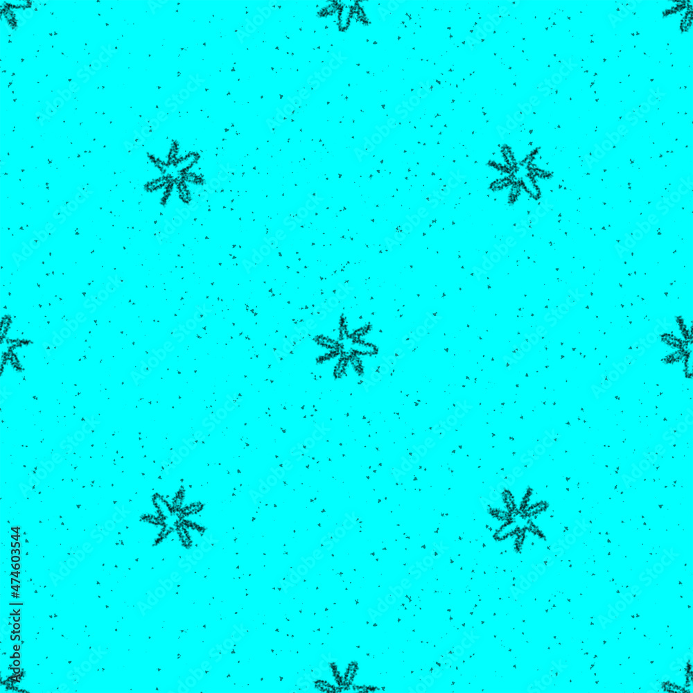 Hand Drawn Snowflakes Christmas Seamless Pattern. Subtle Flying Snow Flakes on chalk snowflakes Background. Actual chalk handdrawn snow overlay. Attractive holiday season decoration.