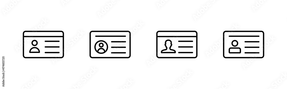 License icons set. ID card icon. driver license, staff identification card License icons set. ID card icon. driver license, staff identification card