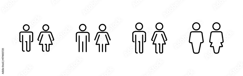 Man and woman icons set. male and female sign and symbol. Girls and boys Man and woman icons set. male and female sign and symbol. Girls and boys