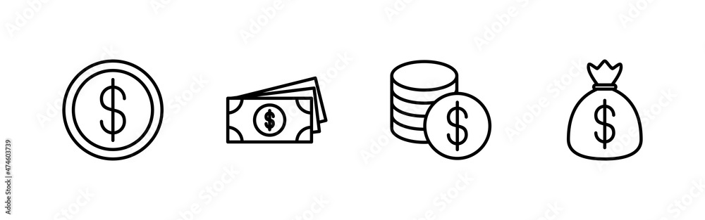 Money icons set. Money sign and symbol Money icons set. Money sign and symbol