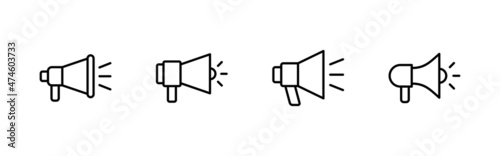 Megaphone icons set. Loudspeaker sign and symbol