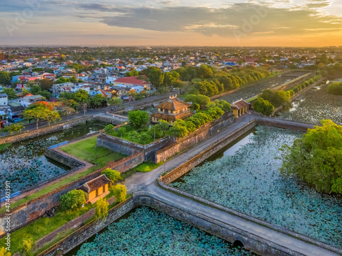 Wonderful view of the “ Gate of Hue Citadel “ to the Imperial City with the P...