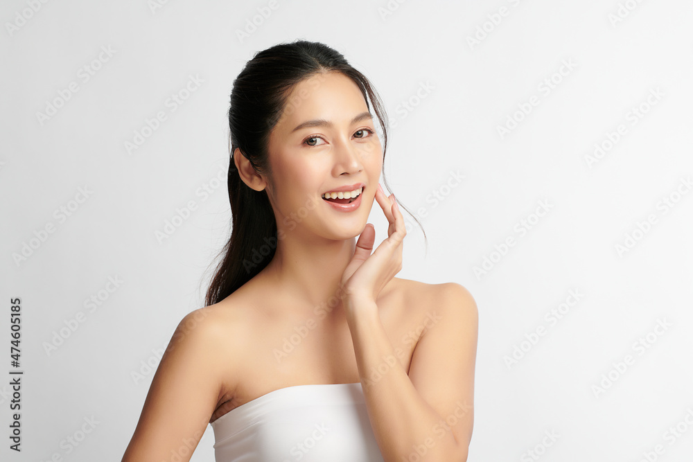 Beautiful young asian woman with clean fresh skin on white background, Face care, Facial treatment, Cosmetology, beauty and spa, Asian women portrait. Beautiful young asian woman with clean fresh skin on white background, Face care, Facial treatment, Cosmetology, beauty and spa, Asian women portrait.