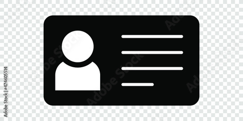 ID Card icon. Driver's license Identification card symbol. Modern vector illustration isolated on transparent background. EPS 10.