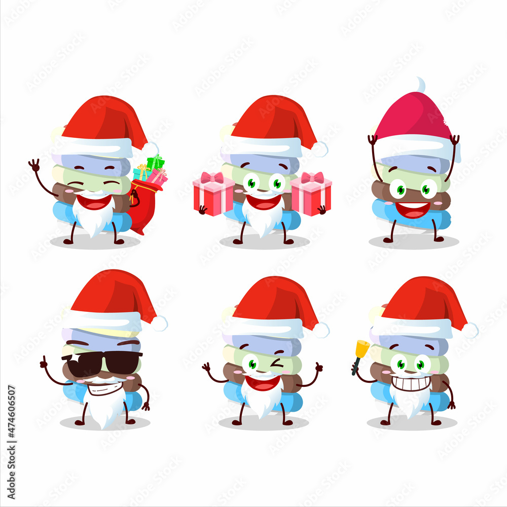 Santa Claus emoticons with rainbow marshmallow twist cartoon character Santa Claus emoticons with rainbow marshmallow twist cartoon character