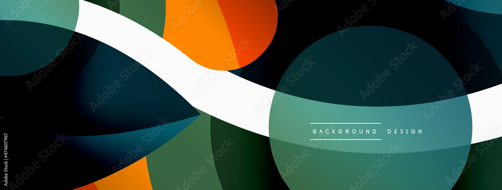 Abstract background with color geometric shapes. Beautiful minimal backdrop with round shapes circles and lines. Geometrical design. Vector illustration Abstract background with color geometric shapes. Beautiful minimal backdrop with round shapes circles and lines. Geometrical design. Vector illustration