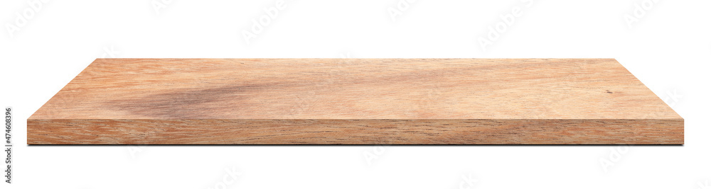 wood deck, empty table made from old pine wood isolated on white background for display or product