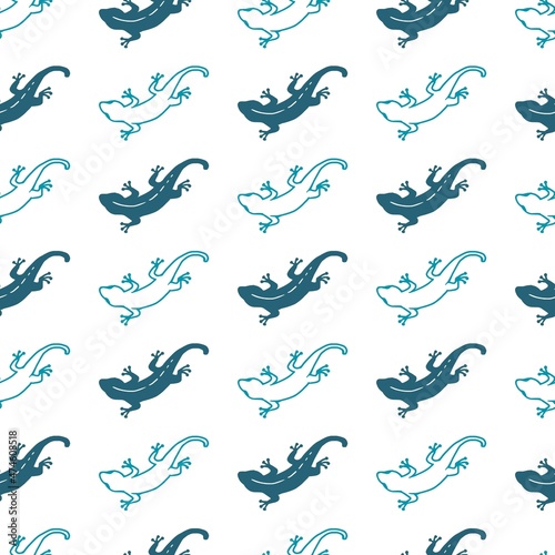 Abstract Lizard Outline Silhouette Vector Graphic Seamless Pattern