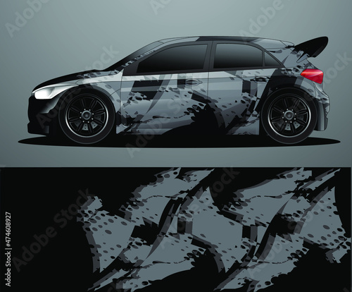Rally car decal graphic wrap vector, abstract background