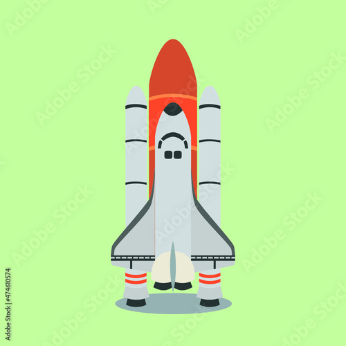 Space Shuttle Cartoon Flat Vector Illustration