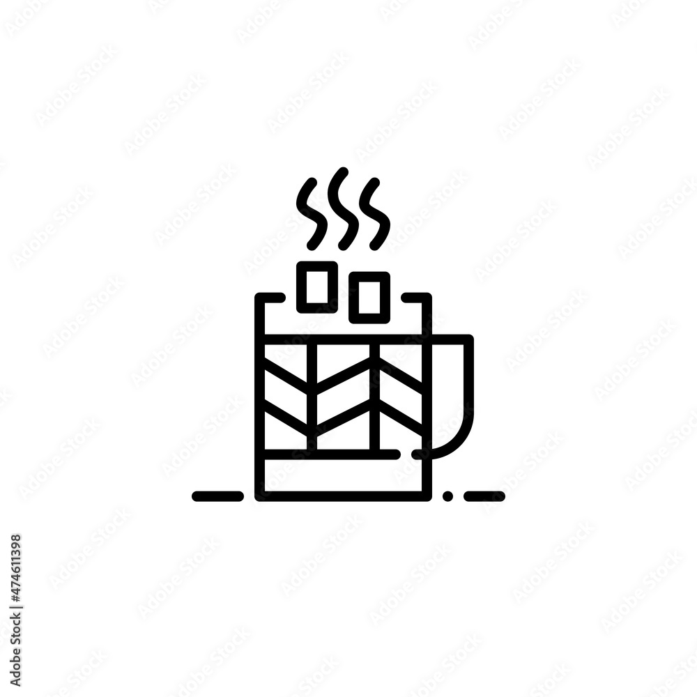 Cup of hot cocoa with marshmallows. Warming comforting beverage in a mug. Pixel perfect, editable stroke icon Cup of hot cocoa with marshmallows. Warming comforting beverage in a mug. Pixel perfect, editable stroke icon