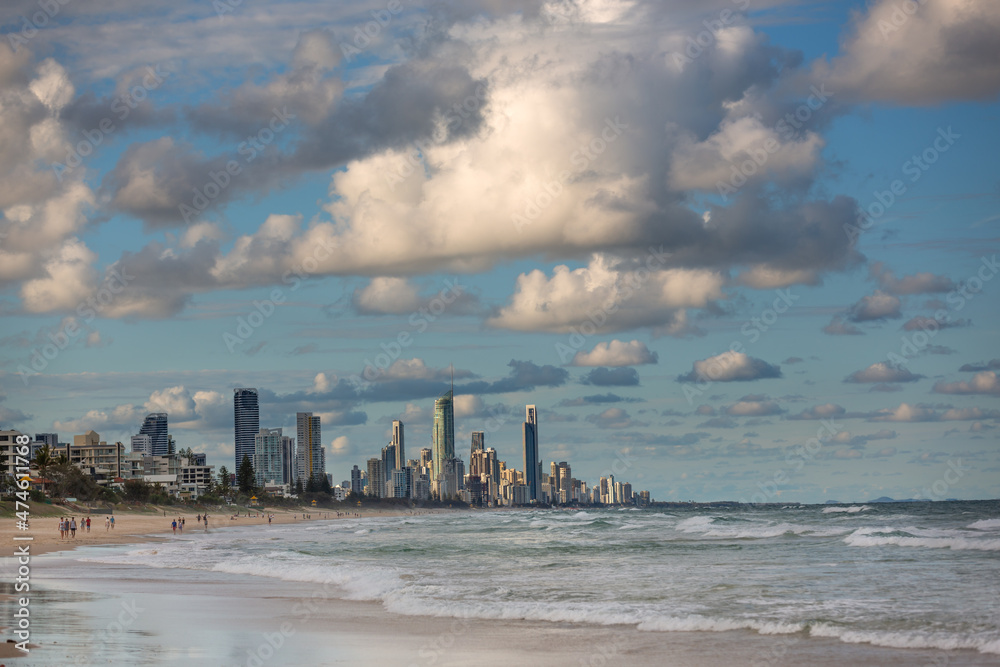 View of Surfers Paradise from the beach, Queensland Australia.