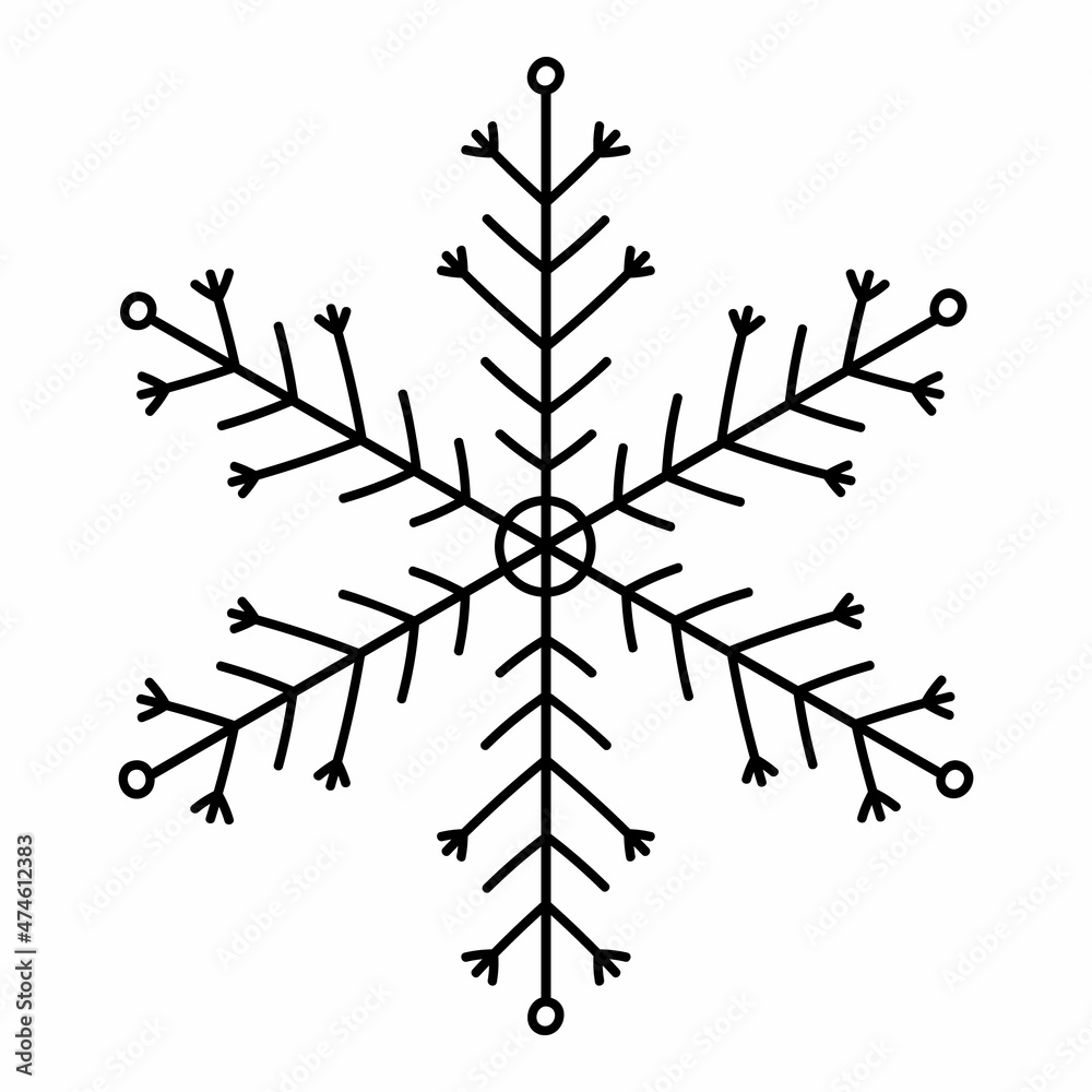 Snowflake doodle isolated on a white background. Vector hand-drawn illustration. Perfect for holiday and Christmas designs, cards, logo, decorations. Snowflake doodle isolated on a white background. Vector hand-drawn illustration. Perfect for holiday and Christmas designs, cards, logo, decorations.