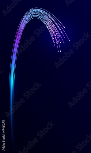 Optical fiber of digital information. Vector illustration of the flow of information through optical fiber in modern communication technologies.