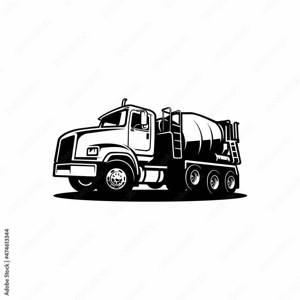 concrete mixer truck, construction vehicle illustration vector
