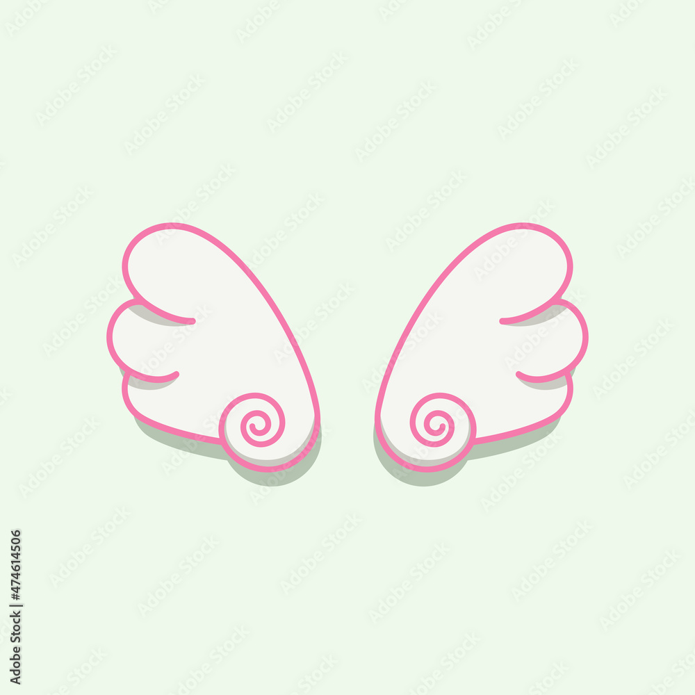 Obraz premium Illustration of a pair cute white wings isolated on a white background