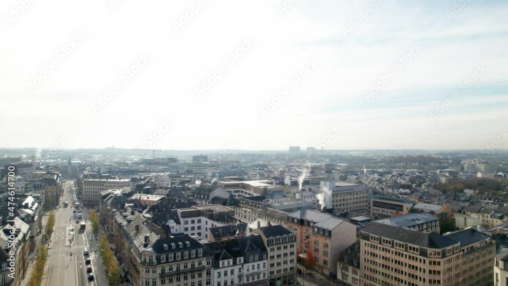 Aerial ascending view of Luxembourg City. Aerial ascending view of Luxembourg City.