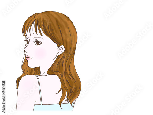 何かを手に乗せて紹介する時に使えそうな女性のイラスト