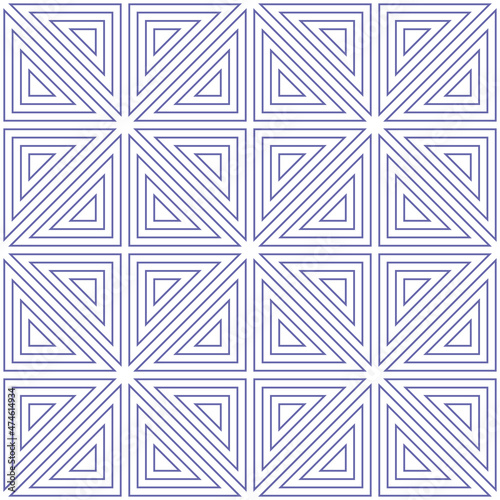 Color of year 2022 very peri abstract geometric vector seamless pattern of triangles. Violet lines on white background. Vector illustration. Simple design for print and web