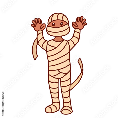 Obraz na plátne Vector egyptian mummy isolated on white background, illustration of mummy in car