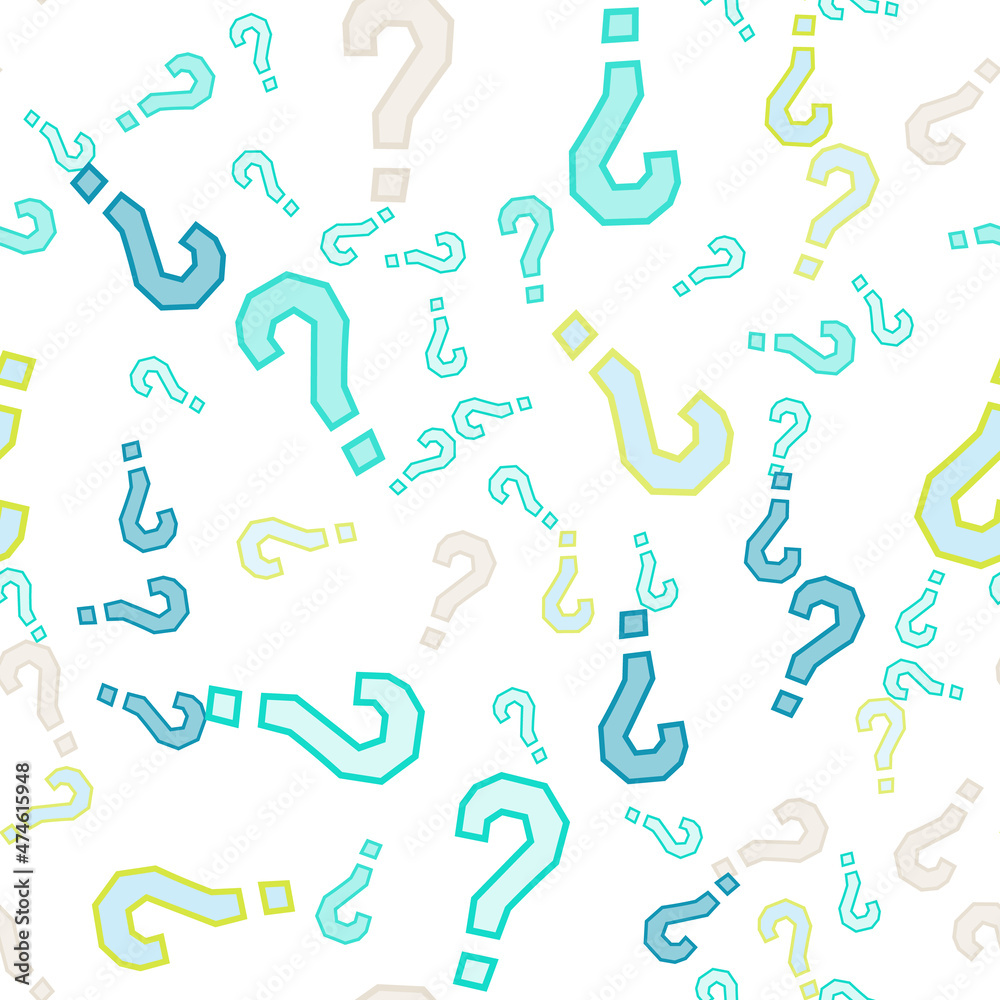 Quiz seamless pattern. Question marks, doubt, faq