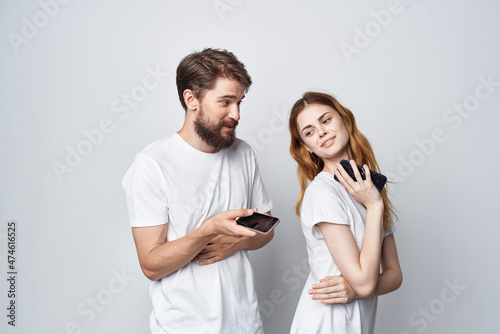 married couple quarrel jealousy telephones communication studio lifestyle