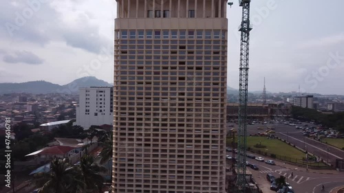 Circling 4k shot of the CNPS building in Yaoundé, Cameroon photo