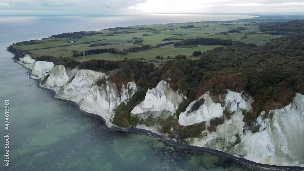 Rare drone footage of the world famous Møns Cliff in Denmark. Stock ...