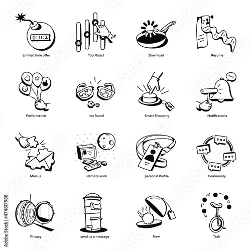 Pack of Communication Doodle Illustrations 