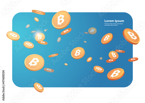 gold coins bitcoins crypto currency web money mining passive income earnings electronic payments concept