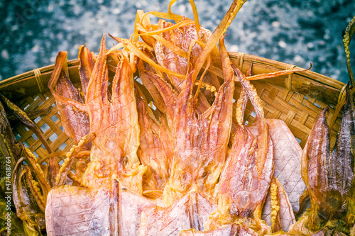 Close-Up Dried Squids