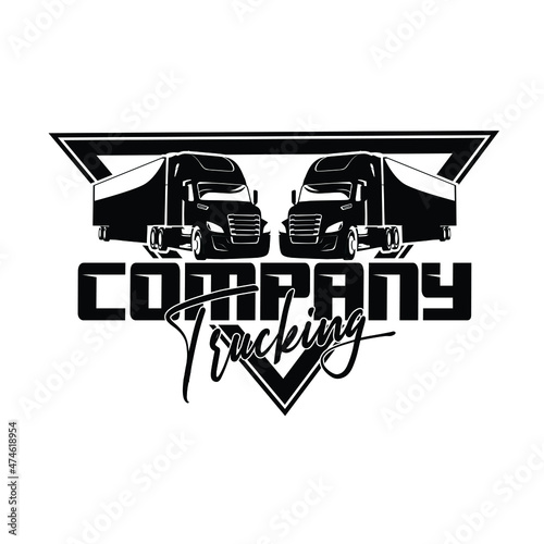 Trucking company logo. Bold badge emblem logo concept. Ready made logo template set vector isolated